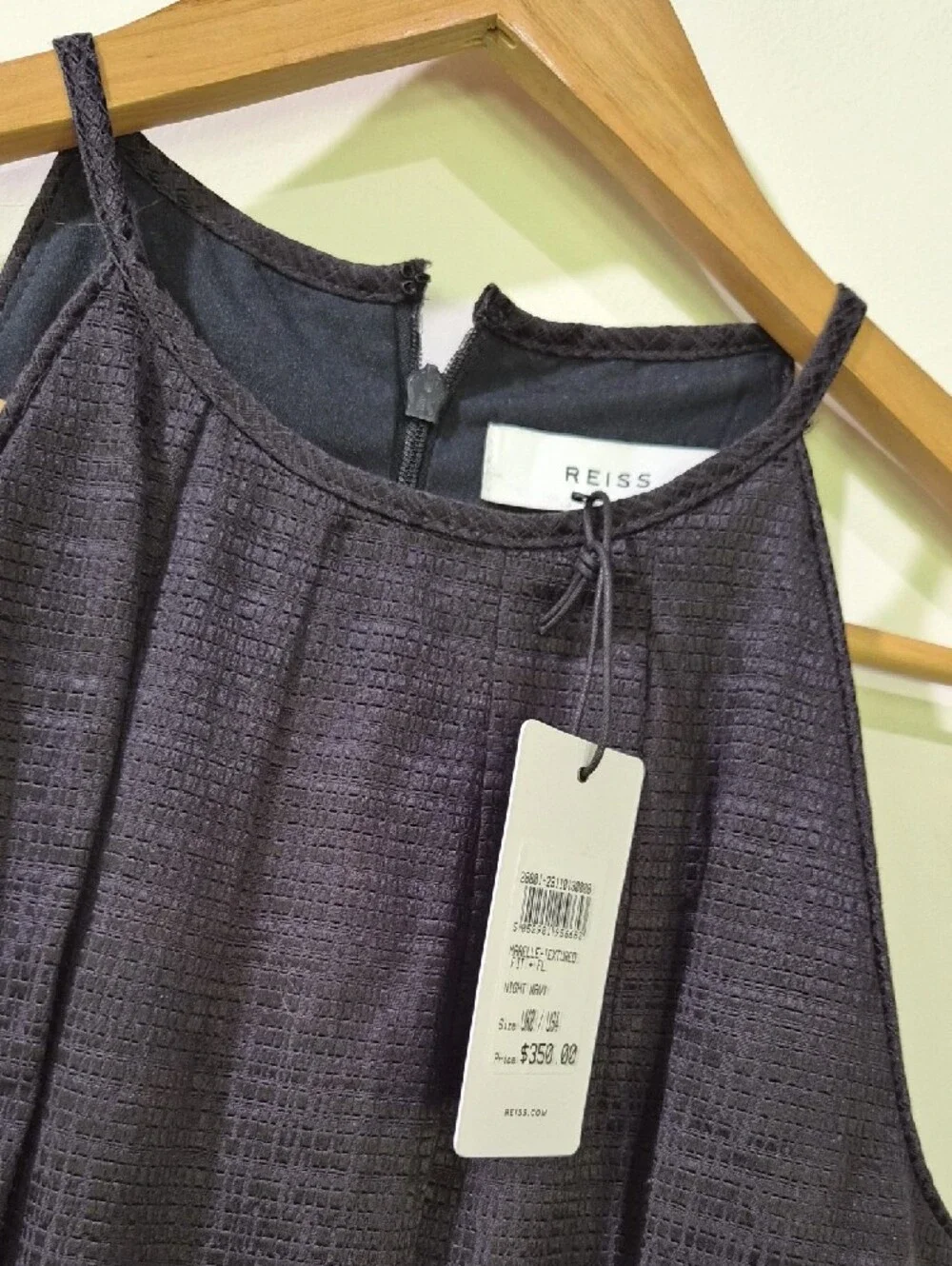 Reiss Night Navy Marelle Textured Halter Midi Dress NWT